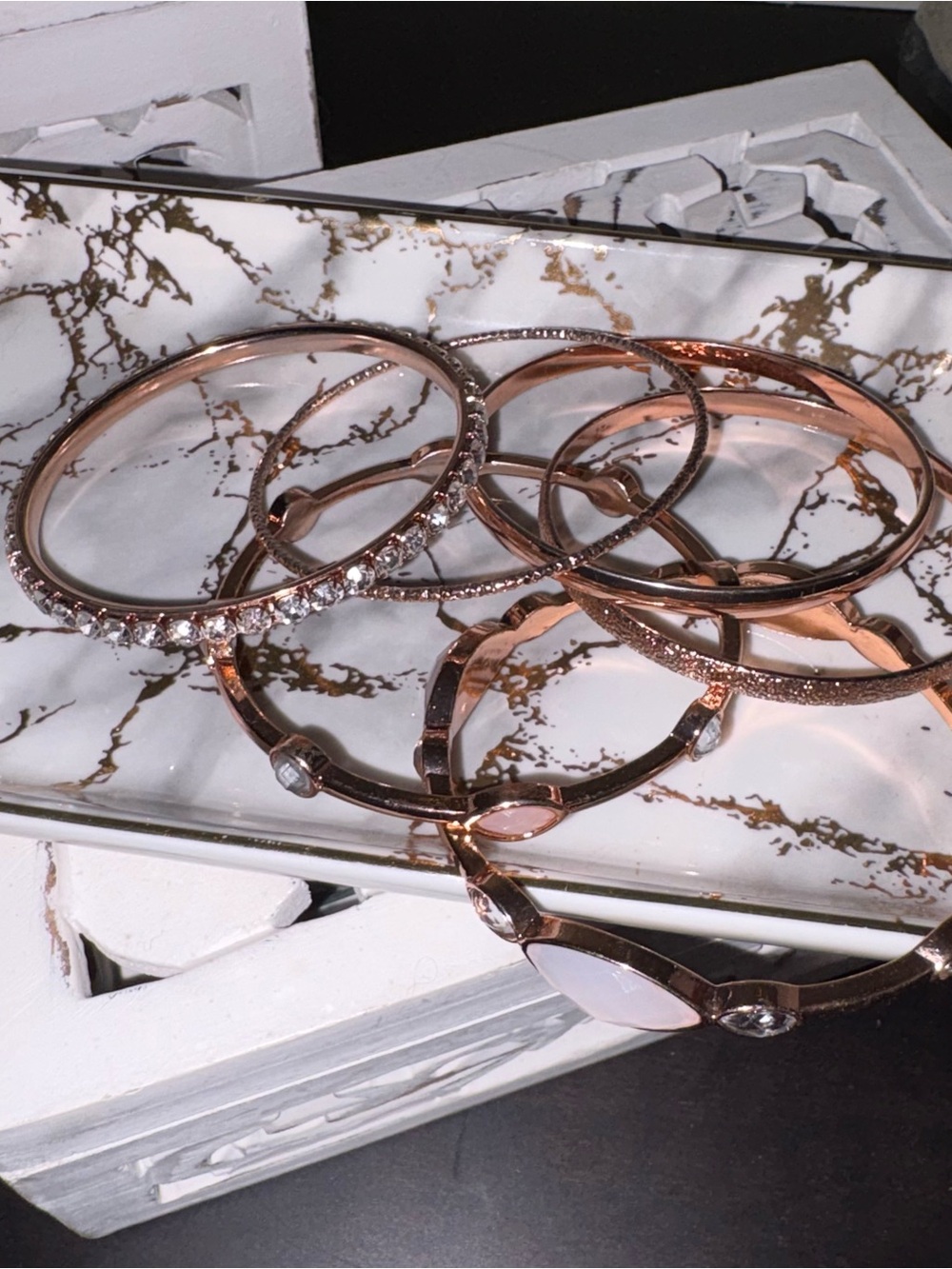 6 Rose Gold Stackable Bangle Bracelets - Picture 9 of 12